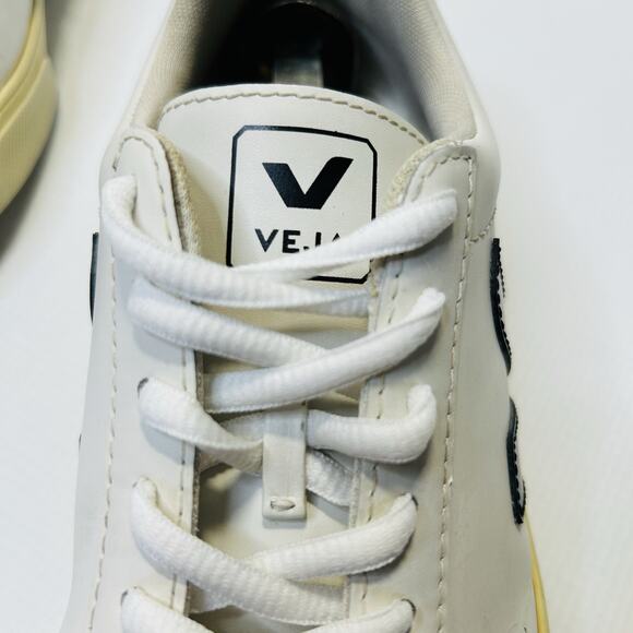 Veja Esplar Low White Black Women's Size 7 Leather Lace Up Shoes Sneakers - Picture 9 of 13